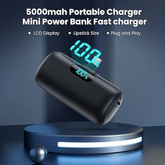 Portable K53-TYPE-C Power Bank 5000mAh 15W Power Delivery Μαύρο