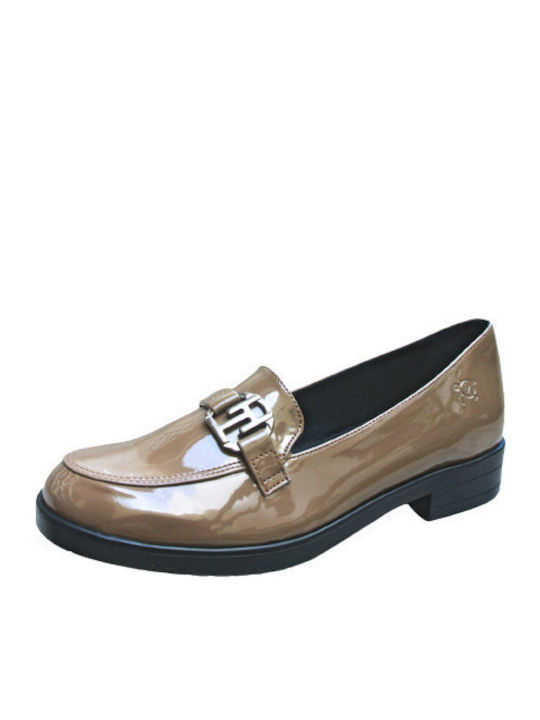 Leder Damen Loafers in Braun Farbe