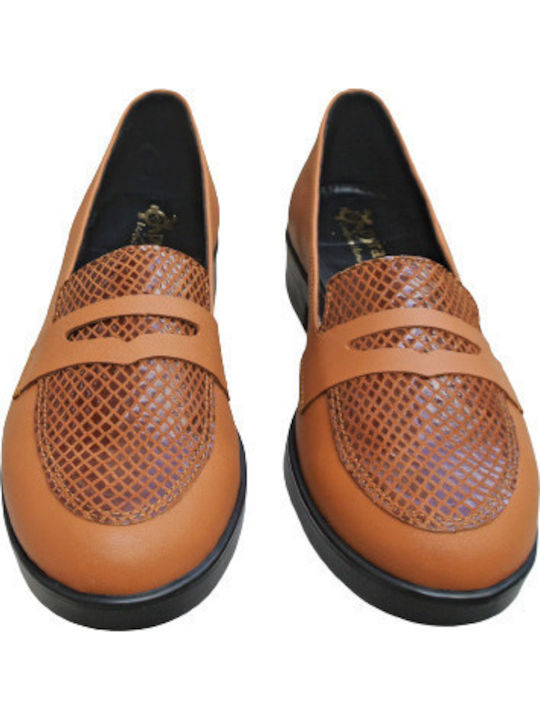 Leder Damen Loafers in Tabac Braun Farbe