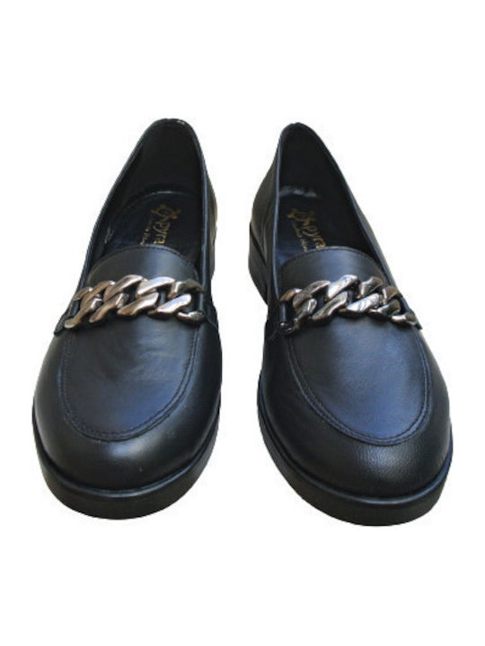 Δερμάτινα Γυναικεία Loafers σε Μαύρο Χρώμα