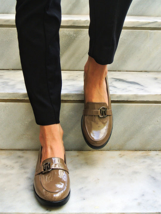 Leder Damen Loafers in Braun Farbe