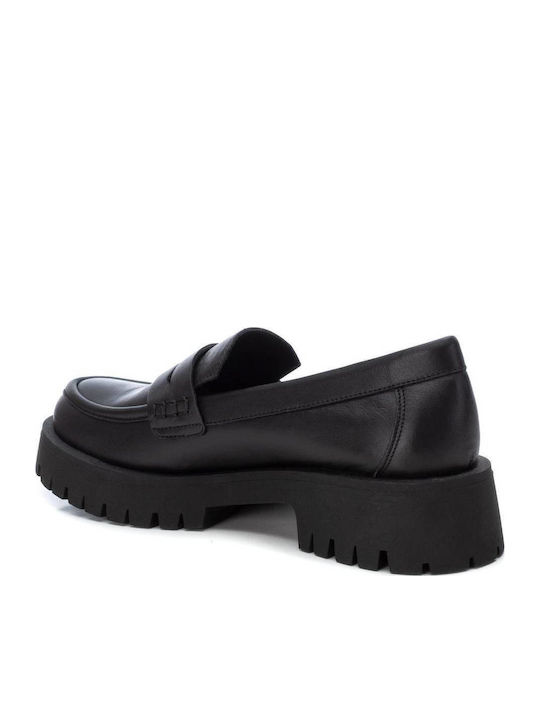 Leather Women's Moccasins in Black Color