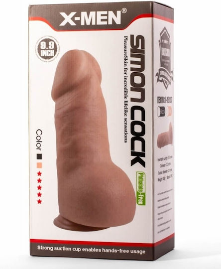 X-Men Dildo cu Testicule și Ventuză Negru 27cm