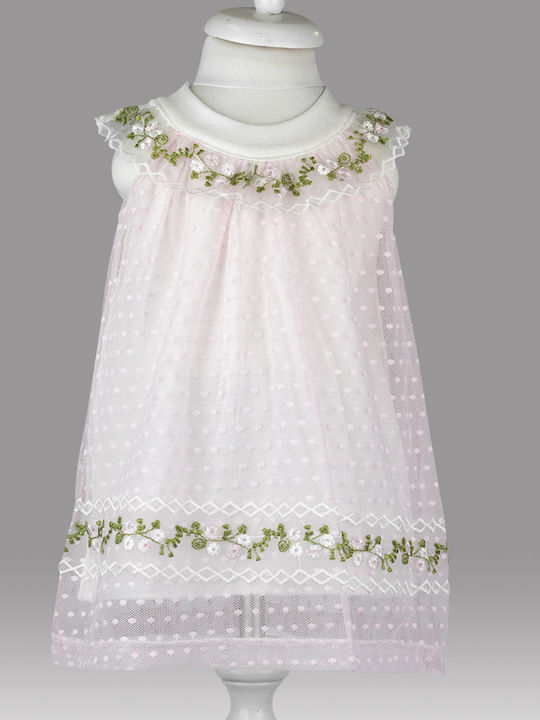 Rochie Fete Fără Mâneci Din Tulle Cu Buline Albe