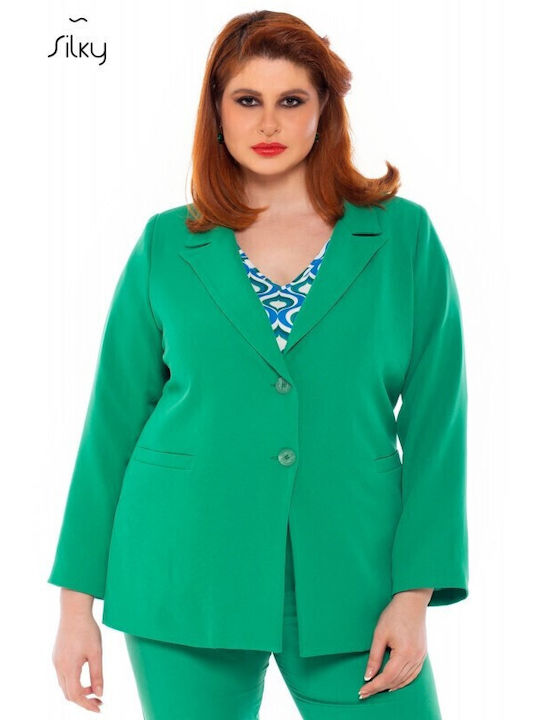 Silky Collection Γυναικείο Σακάκι Πρασινο Silky Collection Γυναικείο Σακάκι Πρασινο