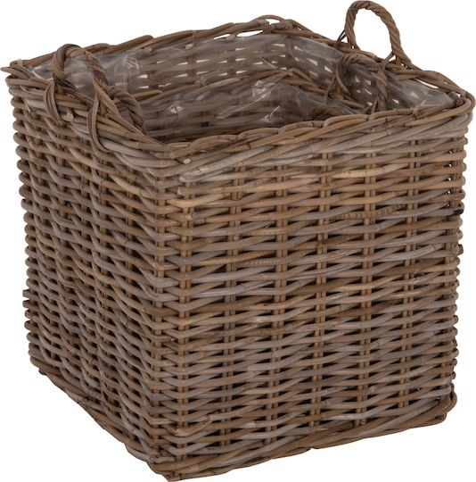 HomeMarkt Set Dekorative Körbe Rattan mit Griffen Braune 52x52x50cm 4Stücke