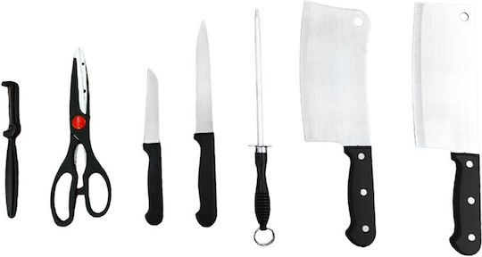 Stainless Steel Cooking Utensil Set with Stand 8 Pieces Black Kitchen