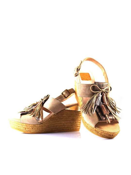 Damenplattformen Beige