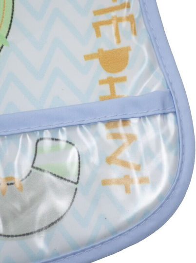 Kamtex Baby Waterproof Bib Fabric with Hoop & Loop Fastener & Pocket Light Blue