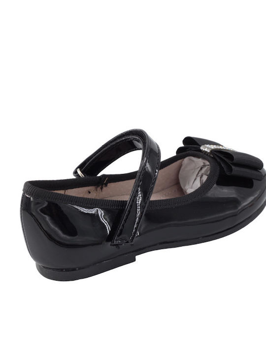 Oscal Kids Anatomic Patent Leather Ballerinas with Hoop & Loop Closure Black