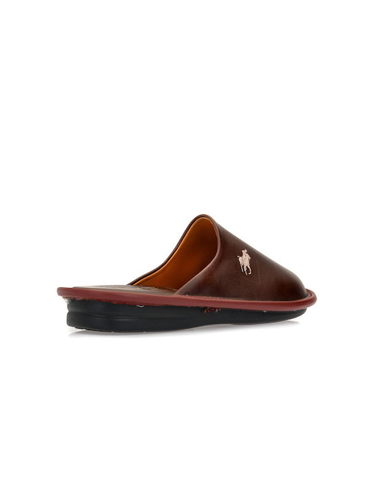 Camellot Men's Leather Slippers Burgundy