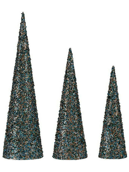 Krist+ Christmas Decorative Plastic Tree Cone Blue 3pcs