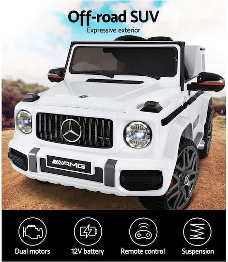 Mercedes Benz G63 AMG Едноместен с Дистанционно Управление Лицензиран 12 Волта Бял