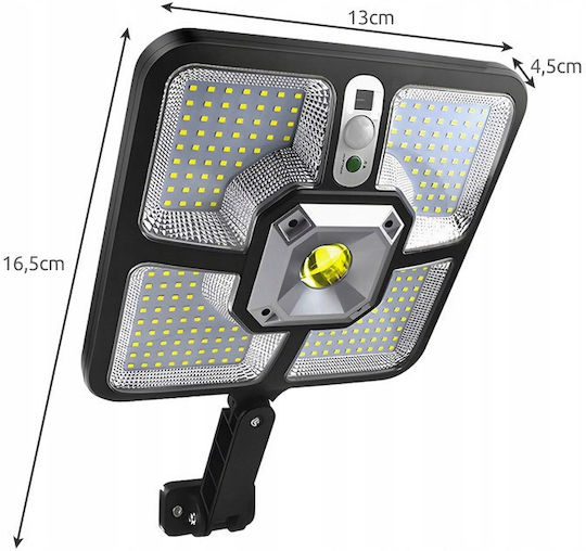 Izoxis Straßen-Solarleuchte 8W Kaltweiß mit Bewegungssensor, Fotokontakt und Fernbedienung IP65 36.5cmx23cmx4.5cmcm