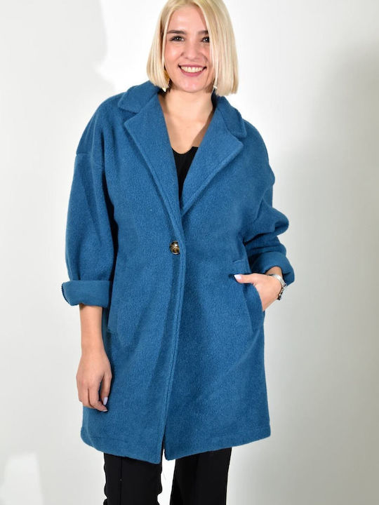 Damen BLUE Mantel mit Knöpfen