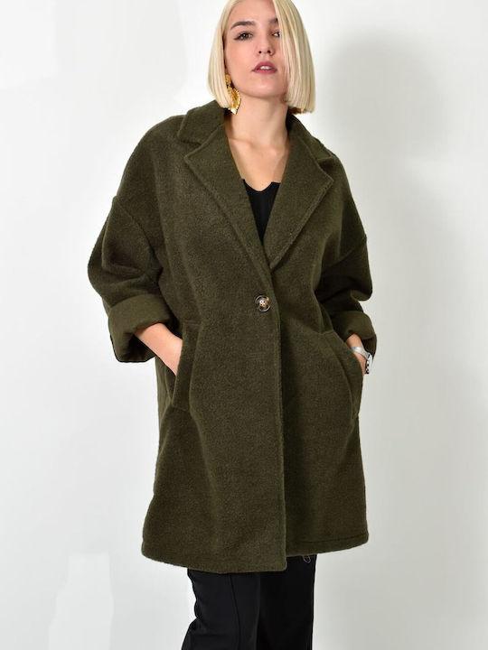 Women's Khaki Coat with Buttons