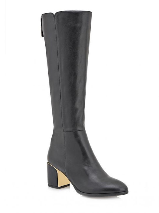 Seven Synthetic Leather Medium Heel Women's Boots Black