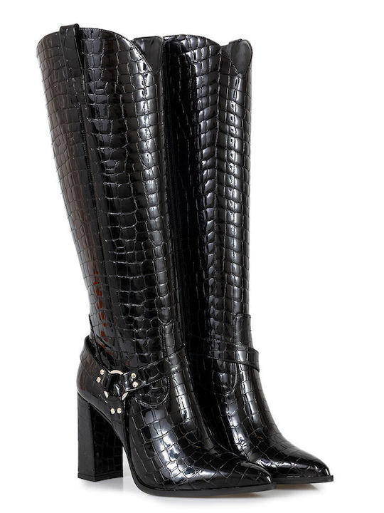 Labrini Damenstiefel aus Lackleder Schwarz