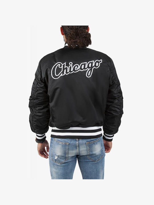 New Era Chicago Ανδρικό Χειμωνιάτικο Μπουφάν Bomber Black