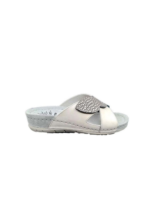 Sunny Sandals Altea Leather Women's Flat Sandals Anatomic in Gray Color