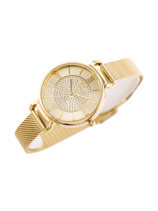 G.Rossi Watch Battery with Gold Metal Bracelet