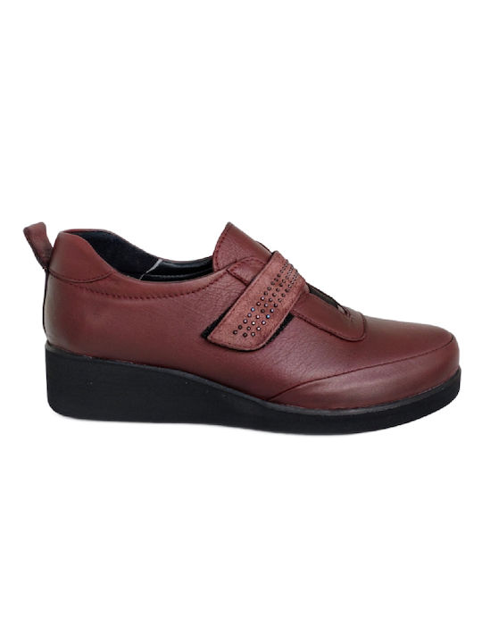 Manlisa Leder Anatomisch Damen Slip-Ons Burgundisch