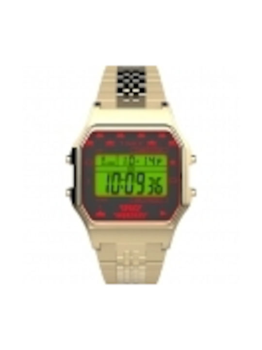 Timex Digital Watch Battery with Gold Metal Bracelet