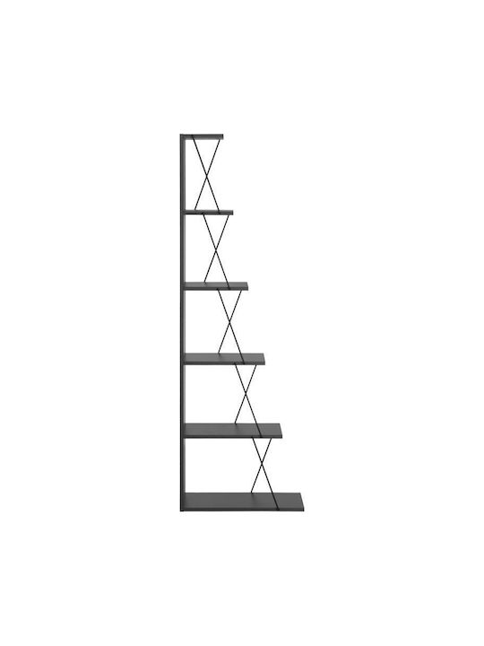 Bookcase Mini Tars Charcoal-Black 50x22x150cm