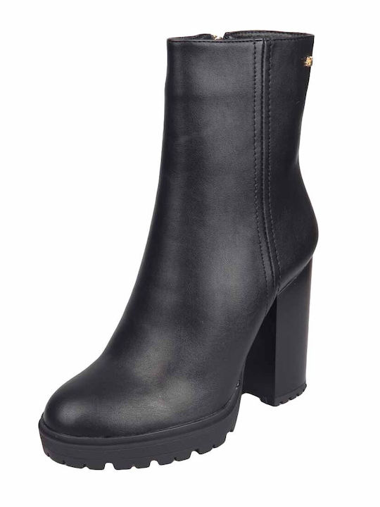 Gianna Kazakou Leather Women's Ankle Boots with High Heel Black