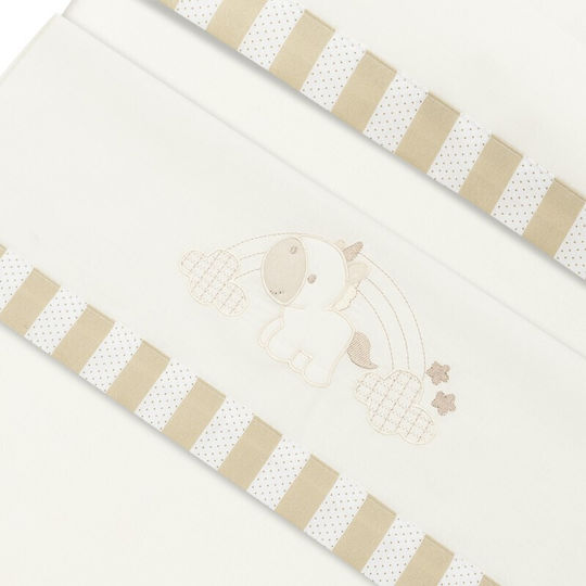 Interbaby Σετ Βρεφικά Σεντόνια Λίκνου Βαμβακερά Unicornio Λευκά 50x80εκ. 3τμχ