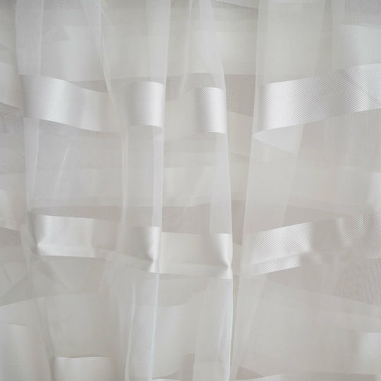 Saray Home Κουρτίνα με Τρέσα Λευκό Σπαστό 280x300εκ.