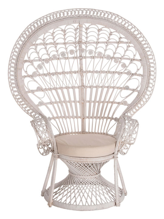 Outdoor Armchair Bamboo Royal Peacock White with Cushion 114x72x150cm