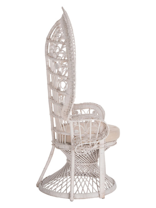 Outdoor Armchair Bamboo Royal Peacock White with Cushion 114x72x150cm