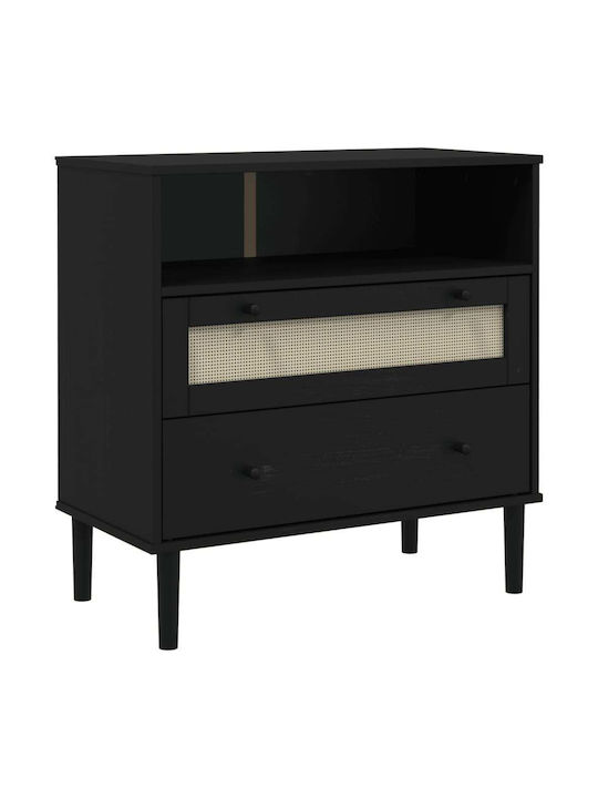 Sideboard made of Solid Wood with Drawers Black 80x40x80cm