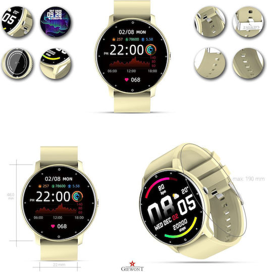 Giewont 120-6 Smartwatch με Παλμογράφο (Μπεζ)