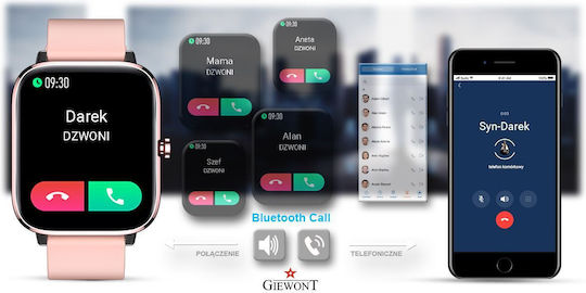 Giewont 230-1 Smartwatch με Παλμογράφο (Ροζ)