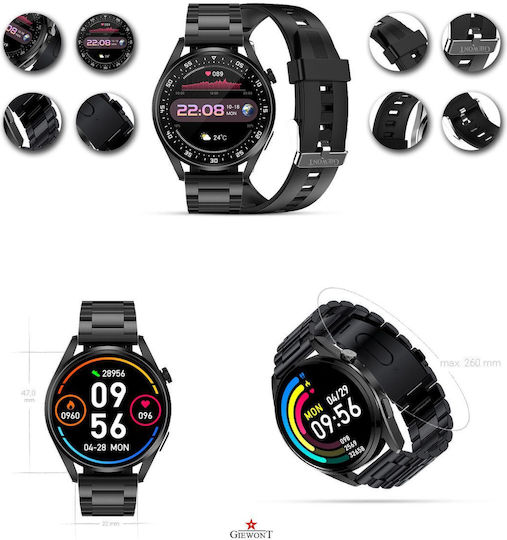 Giewont 450-1 Smartwatch με Παλμογράφο (Μαύρο)