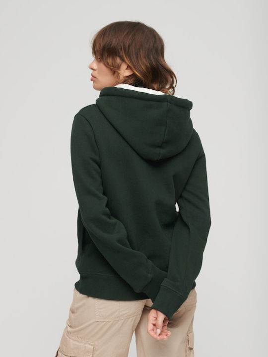 Superdry Ovin Luxe Metallic Logo Women's Hooded Sweatshirt Dark Green