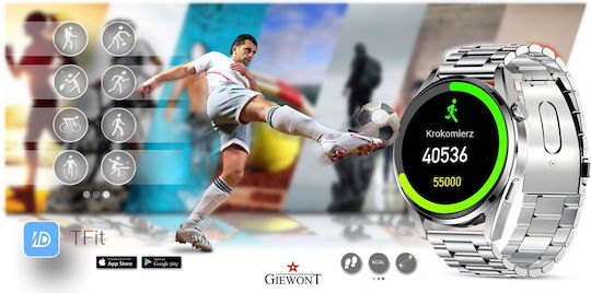 Giewont 450-5 Aluminium Smartwatch mit Pulsmesser (Silber)