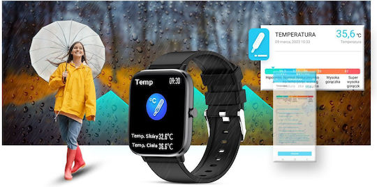 Giewont 230-2 Smartwatch με Παλμογράφο (Μαύρο)