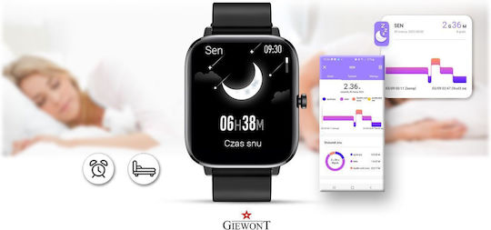 Giewont 230-2 Smartwatch με Παλμογράφο (Μαύρο)