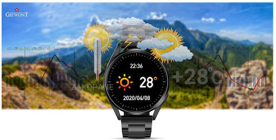 Giewont 450-2 Smartwatch με Παλμογράφο (Μαύρο)