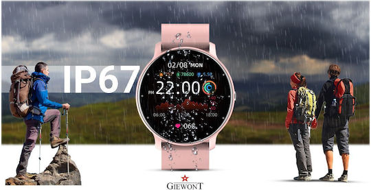 Giewont 120-1 Smartwatch με Παλμογράφο (Ροζ)