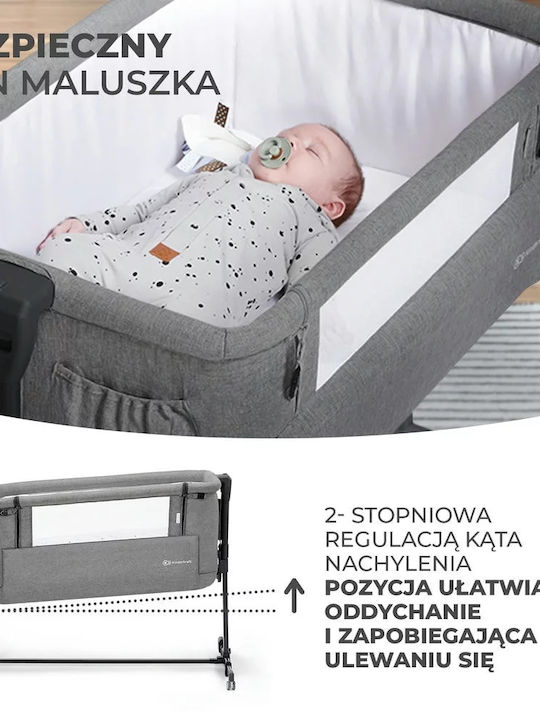 Kinderkraft Λίκνο Neste Grow με Στρώμα, Πλαϊνό Άνοιγμα και Ρόδες Μπεζ
