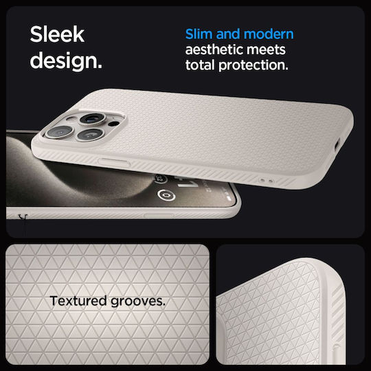 Spigen Liquid Air Back Cover Σιλικόνης Natural Titanium (iPhone 15 Pro)