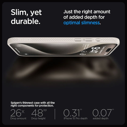 Spigen Liquid Air Back Cover Σιλικόνης Natural Titanium (iPhone 15 Pro)