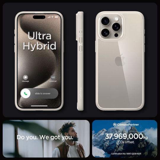 Spigen Ultra Hybrid Back Cover Plastic 2mm Natural Titanium (iPhone 15 Pro Max)