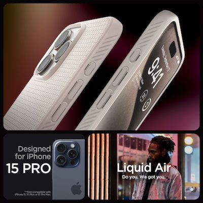 Spigen Liquid Air Umschlag Rückseite Silikon Natural Titanium (iPhone 15 Pro Max)