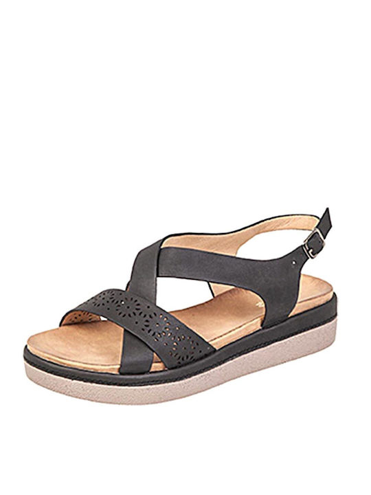 Adam's Shoes Women's Flat Sandals Flatforms in Black Color