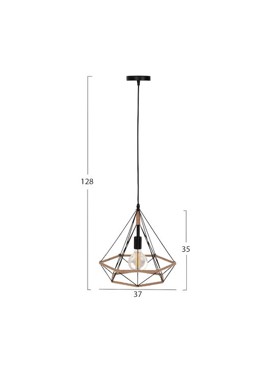 HomeMarkt Pendant Light Black with Rope for Socket E27 33x37cm